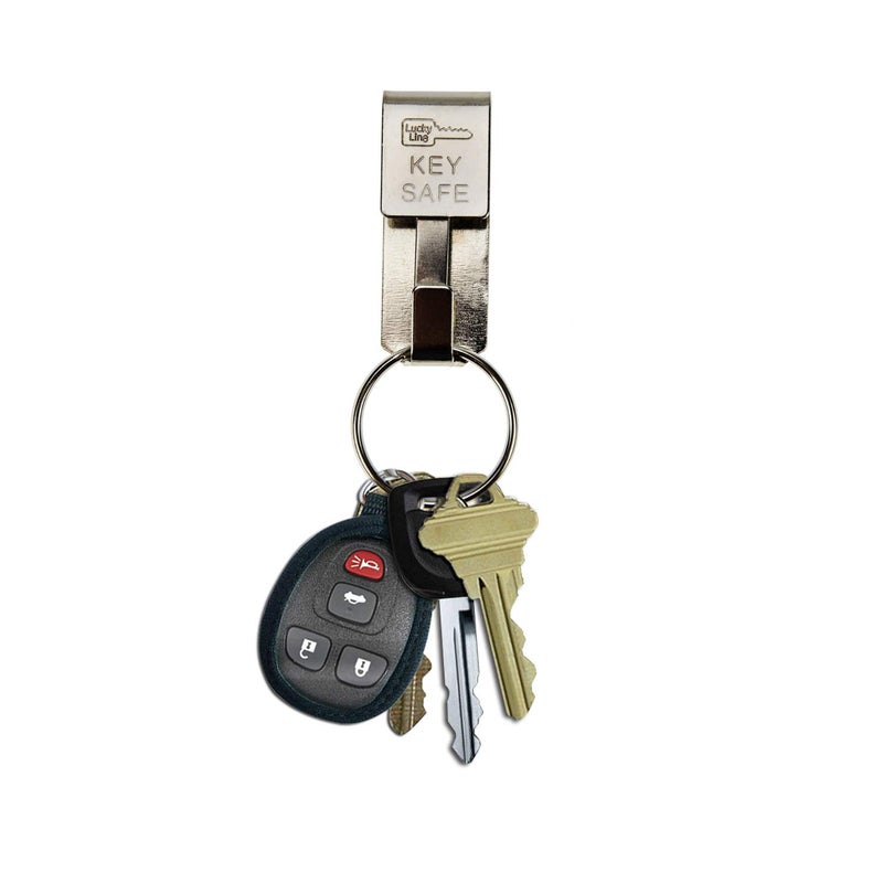 Lucky Line Key Safe Belt Key Ring Holder Slip-On, 2â€ Wide Belt- Heavy Duty Belt Key Clip, Key Chain, 5 Pack (476005), Silver - Image 2